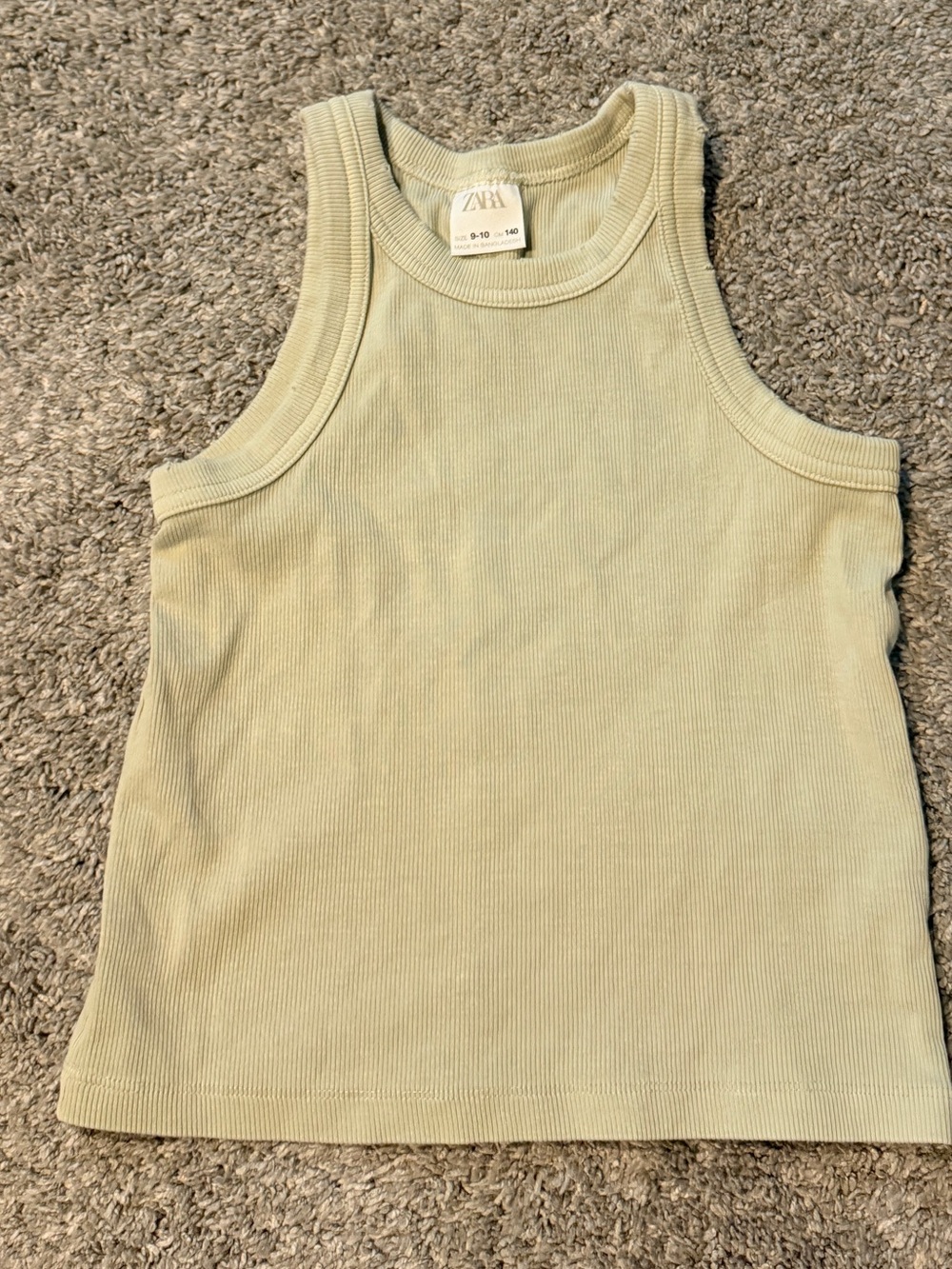 Girl’s Zara Kids Light Sage Ribbed Tank Top Size 9/10